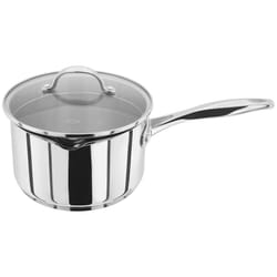 Stellar Profile Stainless Steel Draining Saucepan with Lid 18cm with 2.3L, Induction Ready, Oven Safe, Dishwasher Safe