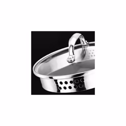 Stellar Profile Stainless Steel Draining Saucepan with Lid 18cm with 2.3L, Induction Ready, Oven Safe, Dishwasher Safe