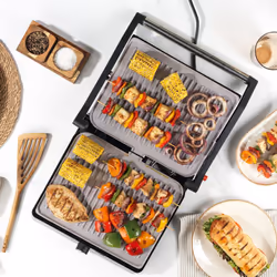 Salter Marblestone Health Grill ? Electric Fold-Out Grill & Panini Maker, Non-Stick XL Plates 29 x 23cm, Opens Flat To 180?, Adjustable Temperature