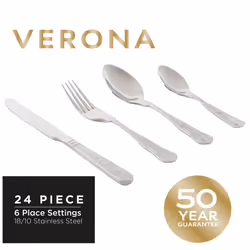 Russell Hobbs COMBO-8758 Verona Cutlery Set ? 72 Piece 18/10 Stainless Steel, Table Utensils for 18 Place Settings, Dishwasher Safe,