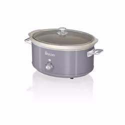 Swan SF17031GRN Retro Slow Cooker with 3 Temperature Settings, Keep Warm Function, 6.5L, 320W, Retro Grey