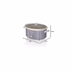 Swan SF17031GRN Retro Slow Cooker with 3 Temperature Settings, Keep Warm Function, 6.5L, 320W, Retro Grey