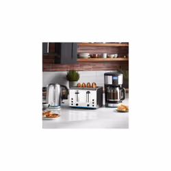 Russell Hobbs 4 Slice Buckingham Toaster with Fast toast technology - (Blue light strip indicates toasting, Independent & Extra wide slots, 2400W,