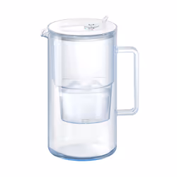 AQUAPHOR Glass White Water Filter Jug - Take to Table Premium Glass Design Jug with Easy-Fill Flip-Open Lid, 2.5L Capacity, 1 ...