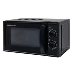 Russell Hobbs 17L Small Microwave Black Manual Textures 700W with 5 Power Levels & 30 min Timer, Defrost Function & Easy Clean, RHM1725B
