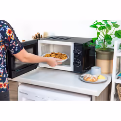 Russell Hobbs 17L Small Microwave Black Manual Textures 700W with 5 Power Levels & 30 min Timer, Defrost Function & Easy Clean, RHM1725B