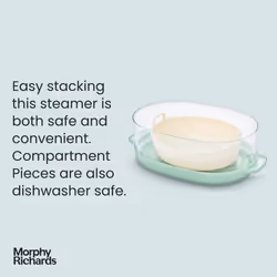 Morphy Richards 3 Tier Food Steamer, 9L, 60 Minute Timer with Bell, Instant Steam Production, Visible Water Gauge, Rice Tray, 750W, Stainless Steel,