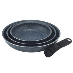 Russell Hobbs Nightfall Stone Frying Pan Set ? Smart Clip Non-Stick Pans, 20cm, 24cm, 28cm, Stay Cool Detachable Handle, Oven to Hob to Table Cooking,