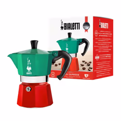Bialetti Moka Express Italia Collection (Tricolor), 3 cup coffee maker, Aluminum, Green/Red