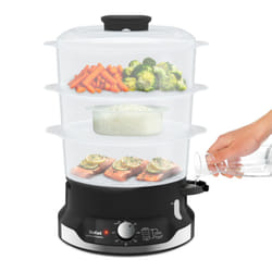 Tefal Ultracompact Steam Cooker, 9L, Stackable Storage System, 3-Tier Food Steamer, BPA-Free Bowls, 60-Min Timer, Refill While Steaming, Rice