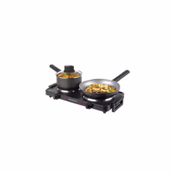Progress EK4399P Electric Twin Hot Plate Dual Temperature Controls,Portable Hob Rings,Easy Grip Carry Handles, Non-Slip Tabletop & Outdoor BBQ