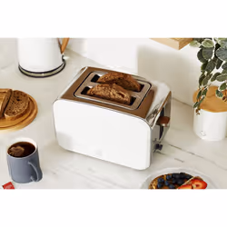 Swan ST14610WHTN Nordic 2-Slice Toaster with Defrost/Reheat/Cancel Functions, Cord Storage, 900W, White