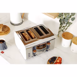 Swan ST14620WHTN Nordic 4-Slice Toaster with Defrost/Reheat/Cancel Functions, Cord Storage, 1500W, White