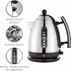 Dualit Lite Kettle - 1.5L Jug Kettle - Polished with Black Trim, High Gloss Finish - Fast Boiling Kettle by Dualit - 72010, Black