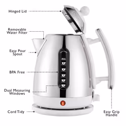Dualit Lite Kettle - 1.5L Jug Kettle - Polished with Gloss White, High Gloss Finish - Fast Boiling Kettle by Dualit - 72015