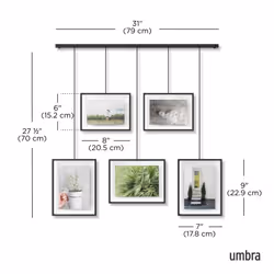 Umbra Exhibit Picture Frame Gallery Set, Adjustable Collage Display for 5 Photos, Prints, Artwork and More, Holds two 4 x 6" and three 5 x 7" Photos,