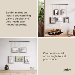 Umbra Exhibit Picture Frame Gallery Set, Adjustable Collage Display for 5 Photos, Prints, Artwork and More, Holds two 4 x 6" and three 5 x 7" Photos,