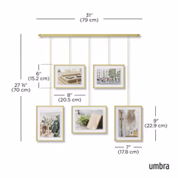 Umbra Exhibit Picture Frame Gallery Set, Adjustable Collage Display for 5 Photos, Prints, Artwork and More, Holds two 4x6" and three 5x7" Photos,