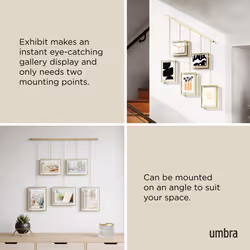 Umbra Exhibit Picture Frame Gallery Set, Adjustable Collage Display for 5 Photos, Prints, Artwork and More, Holds two 4x6" and three 5x7" Photos,