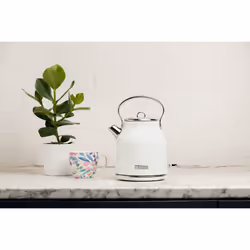 Haden Heritage White Kettle ? 1.7L Stylish Retro Stainless Steel Kettle with Rapid Boil Technology, Cordless Design, Perfect for Tea, Coffee, and