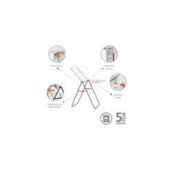 Brabantia HangOn Laundry Drying Rack (20m / Matt Black) Compact, Foldaway, Adjustable Indoor Stainless Steel Clothes Horse