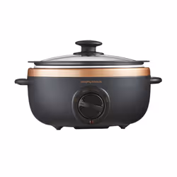 Morphy Richards 460016 Sear and Stew Slow Cooker, Glass, 163 W, 3.5 liters, Black & Rose Gold