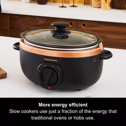 Morphy Richards 460016 Sear and Stew Slow Cooker, Glass, 163 W, 3.5 liters, Black & Rose Gold
