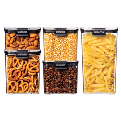 Sistema Ultra Square Airtight Pantry Storage Containers | Assorted Capacity Food Storage Solution | Stackable | Locking Clips ...