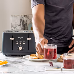 Salter Marino 4-Slice Toaster - 7 Levels Of Variable Browning, Removable Crumb Tray, Self-Centring Bread Guides, Anti-Jam Function, Defrost, Reheat