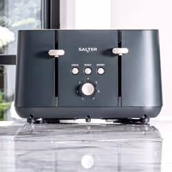 Salter Marino 4-Slice Toaster - 7 Levels Of Variable Browning, Removable Crumb Tray, Self-Centring Bread Guides, Anti-Jam Function, Defrost, Reheat