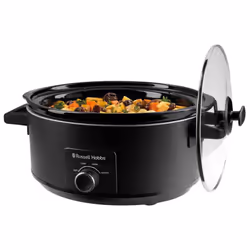 Russell Hobbs Slow Cooker [7L, 320W] (Cooks 8 Portions, Stainless Steel, Removable Ceramic Pot, 3 Temperature settings, Dishwasher Safe, Cool Touch