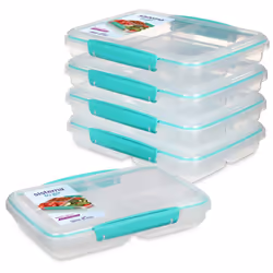 Sistema TO GO Multi Split Meal & Food Prep Containers | 820ml | School Lunch Boxes with Dividers & Clips | BPA-Free | 5 Count