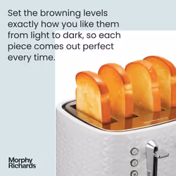 Morphy Richards Vector 4 Slice Toaster, High Gloss Geometric Design, Defrost and Reheat, Variable Width Slots, Removeable Crumb Tray,?White, 248134