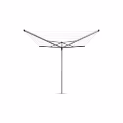 Brabantia 50m Essential Rotary Washing Line (Metallic Grey) Collapsible Umbrella System, 4 Arm Outdoor Clothes Dryer + 35mm P ...