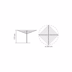 Brabantia 50m Essential Rotary Washing Line (Metallic Grey) Collapsible Umbrella System, 4 Arm Outdoor Clothes Dryer + 35mm Plastic Ground Tube