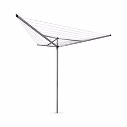 Brabantia 30m Essential Rotary Washing Line (Metallic Grey) Collapsible Umbrella System, 3 Arm Outdoor Clothes Dryer + 35mm P ...