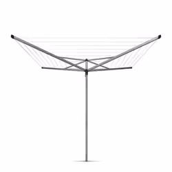 Brabantia 40m Essential Rotary Washing Line (Metallic Grey) Collapsible Umbrella System, 4 Arm Outdoor Clothes Dryer + 35mm P ...