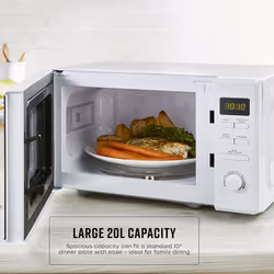 Swan SM4421WHT Digital Microwave with 95-Minute Timer, 5 Power Levels, 20L, 800W, White