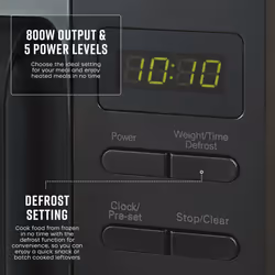 Swan SM4421BLK Digital Microwave with 95-Minute Timer, 5 Power Levels, 20L, 800W, Black
