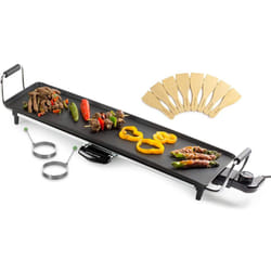 Andrew James Teppanyaki Grill Plate | XL Non-Stick Flat top Grill with Hot Plate | Teppanyaki Electric Griddle with 8 Wooden Spatulas and 2 Cooking