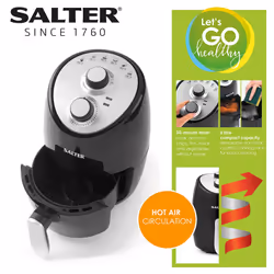 Salter EK2817 2L Compact Air Fryer - Hot Air Circulation, Removable Non-Stick Cooking Rack, Adjustable Temperature Up To 200?C, 30 Minute Timer,