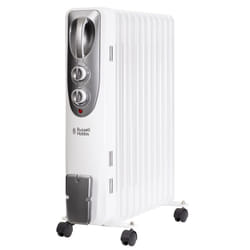 Russell Hobbs 2500W Oil Filled Radiator, 11 Fin Portable Electric Heater in White, Adjustable Thermostat with 3 Heat Settings, Overheat Protection,