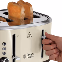 Russell Hobbs 4 Slice Toaster (Independent & Extra wide slots, 6 Browning levels, Frozen, cancel & reheat features with blue indicator light,
