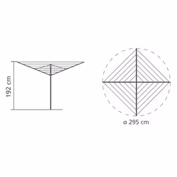 Brabantia Topspinner Large Rotary Washing Line with Metal Ground Spike, Metallic Grey, 60 M, 45 mm