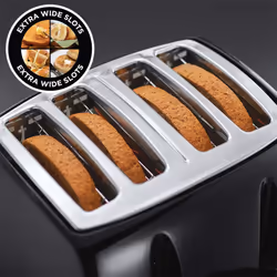 Russell Hobbs Textures 4 Slice Toaster (Extra Wide Slots, 6 Browning levels,cancel & reheat function with indicator lights, Removable crumb tray,