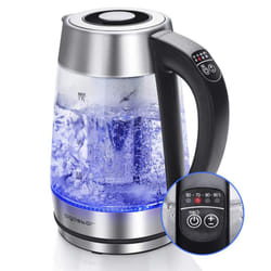 Aigostar Electric Glass Kettle with Variable Temperature, Keep-Warm, Detachable Tea Filter Infuser, Auto Shut-Off & Boil-Dry Protection, 2200W, 1.7L,