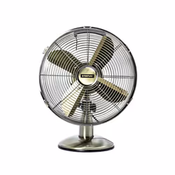 Status S12ADESKFAN1PKB Oscillating Antique Brass Desktop Fan, 12"