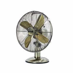 Status S12ADESKFAN1PKB Oscillating Antique Brass Desktop Fan, 12"