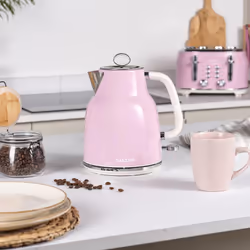 Salter Retro Pink 1.7 L Kettle ? 3KW Rapid Boil, 360? Base, Removable Limescale Filter, Cordless, Water Level Window, Blue Indicator Light, Boil Dry