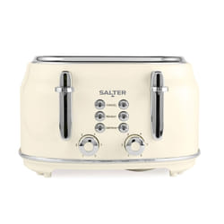 Salter EK5739CRM Retro 4-Slice Toaster ? ?Wide Slots, 6 Browning Levels, Defrost, Reheat, Cancel Functions, Removable Crumb Tray, Extra Thick